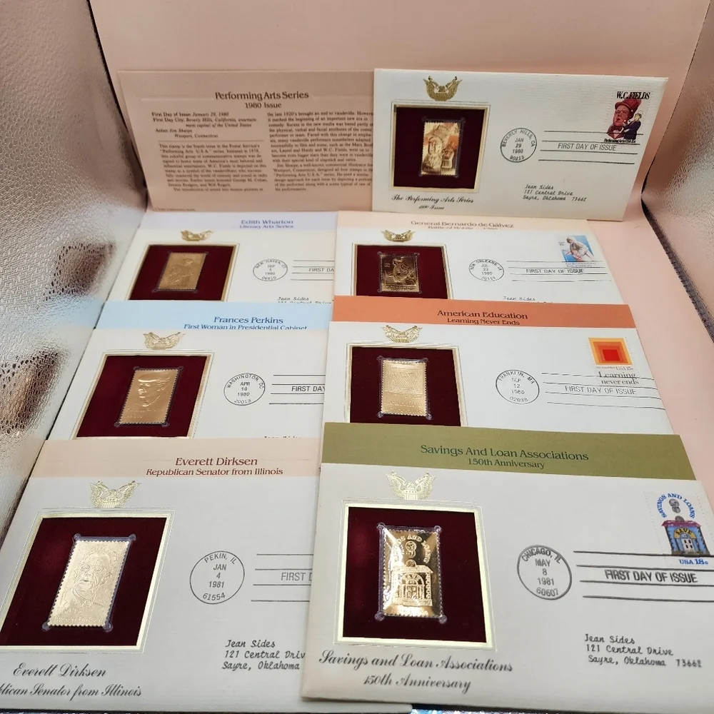 13 Mixed Lot Stamps Gold Replica First Day of Issue Helen Keller Medical Arts - Picture 3 of 3